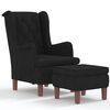 vidaXL Fauteuil avec tabouret Noir Velours
