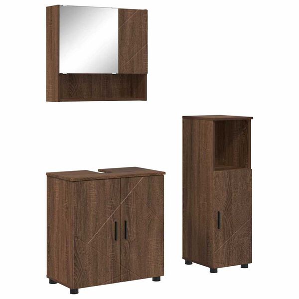 vidaXL Ensemble de mobilier de salle de bain 3 pcs Ch&ecirc;ne brun