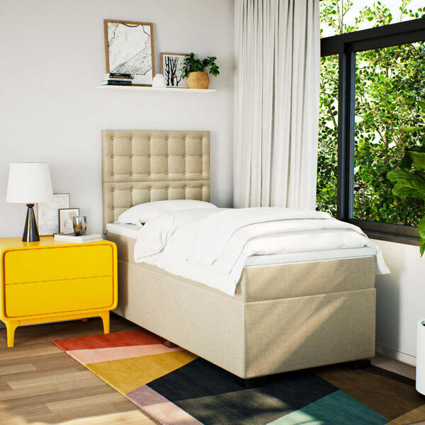 vidaXL Sommier &agrave; lattes de lit avec matelas Cr&egrave;me 80x200 cm Tissu