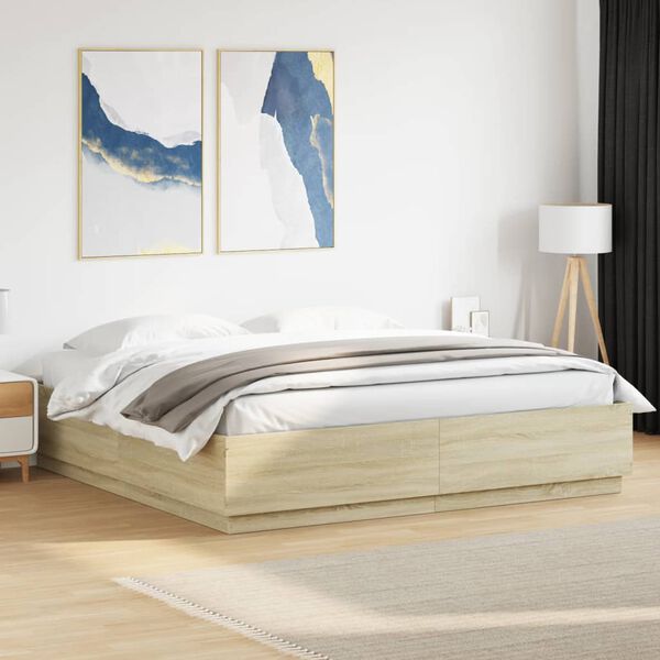vidaXL Cadre de lit sans matelas ch&ecirc;ne sonoma 200x200 cm