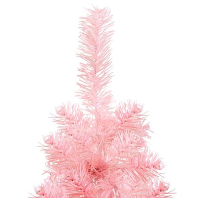 vidaXL Demi sapin de Noël artificiel mince avec support Rose 180 cm