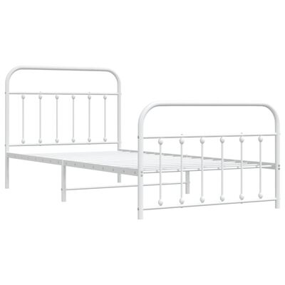 vidaXL Cadre de lit métal sans matelas et pied de lit blanc 100x200 cm