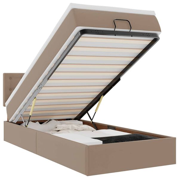 VidaXL Lit ottoman et matelas cappuccino 100x200cm similicuir