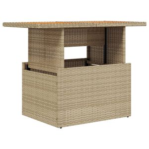 vidaXL Table de jardin beige 100x55x73cm r&eacute;sine tress&eacute;e et bois acacia
