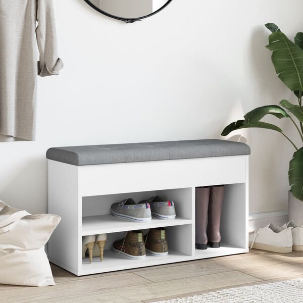 vidaXL Banc à chaussures Blanc 82x32x45,5 cm Bois d'ingénierie