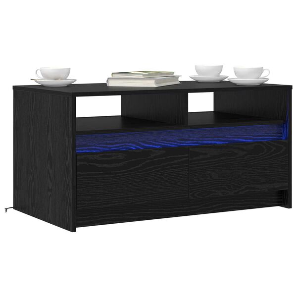 vidaXL Table basse Ch&ecirc;ne noir 90 x 50 x 45 cm Bois d'ing&eacute;nierie