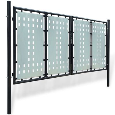 vidaXL Portail simple de clôture Noir 300x175 cm