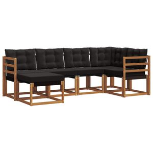 vidaXL Ensemble de canap&eacute;s d'ext&eacute;rieur 6 pcs Naturel et Noir