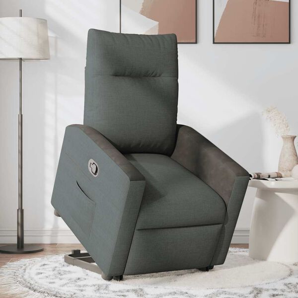 vidaXL Fauteuil inclinable Gris fonc&eacute; Tissu