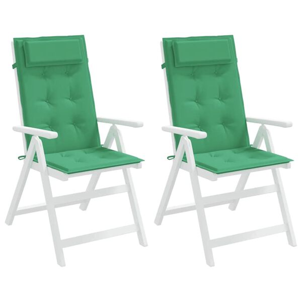 vidaXL Coussins de chaise &agrave; dossier haut lot de 2 vert tissu oxford