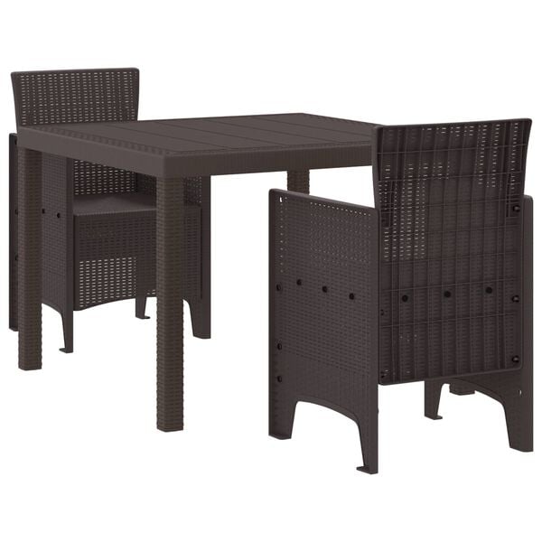 vidaXL Ensemble de salle &agrave; manger pour jardin 3 pcs Marron Rattan Polt