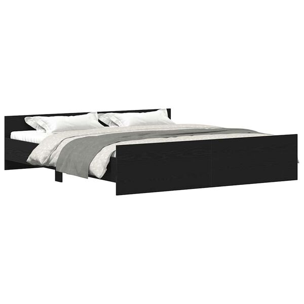 vidaXL Cadre de lit sans matelas Ch&ecirc;ne noir 180 x 200 cm Bois d'ing&eacute;nierie