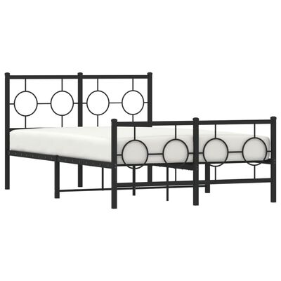 vidaXL Cadre de lit métal sans matelas avec pied de lit noir 120x200cm