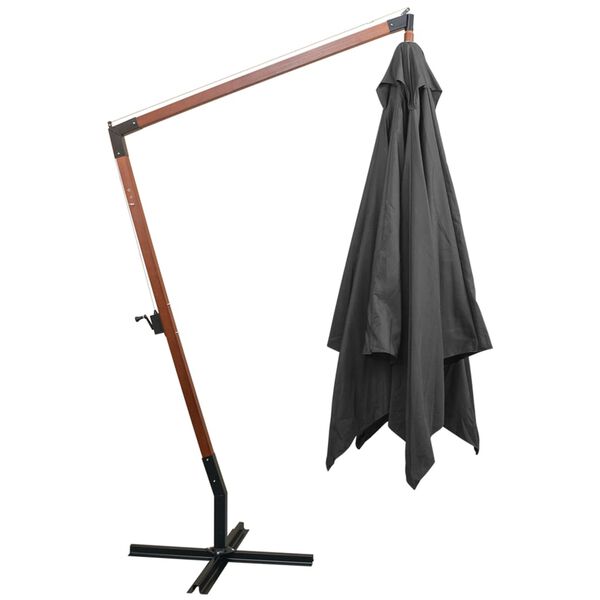vidaXL Parasol de jardin suspendu avec m&acirc;t Anthracite bois de sapin