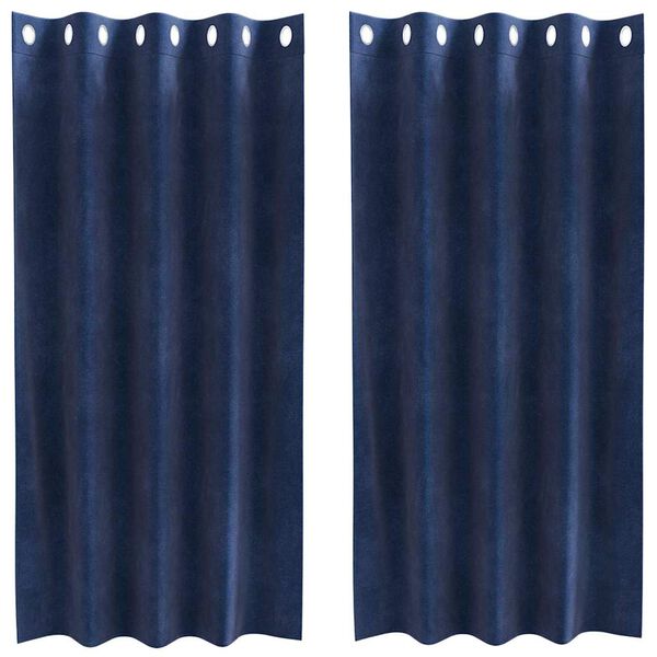 vidaXL Rideaux occultants 2 pcs Bleu foncé 140 x 175 cm Velours