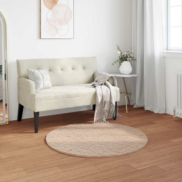 vidaXL Tapis en Fourrure Synth&eacute;tique de Lapin Olite Taupe &Oslash; 120 cm