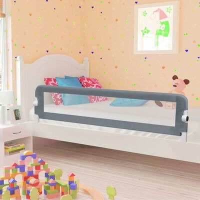 vidaXL Barrière de sécurité de lit d'enfant Gris 180x42 cm Polyester