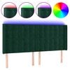 vidaXL T&ecirc;te de lit &agrave; LED Vert fonc&eacute; 163x16x118/128 cm Velours