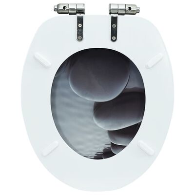 vidaXL Siège de toilette MDF Couvercle à fermeture en douceur Pierres