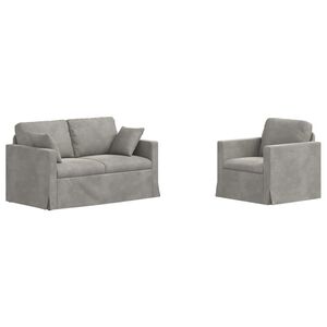 vidaXL Ensemble de Canap&eacute;s 2 pc Gris clair Velours