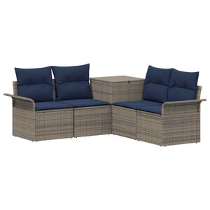 vidaXL Ensemble de Canap&eacute;s 5 pc Gris et bleu marine