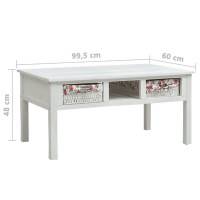 vidaXL Table basse Blanc 99,5 x 60 x 48 cm Bois