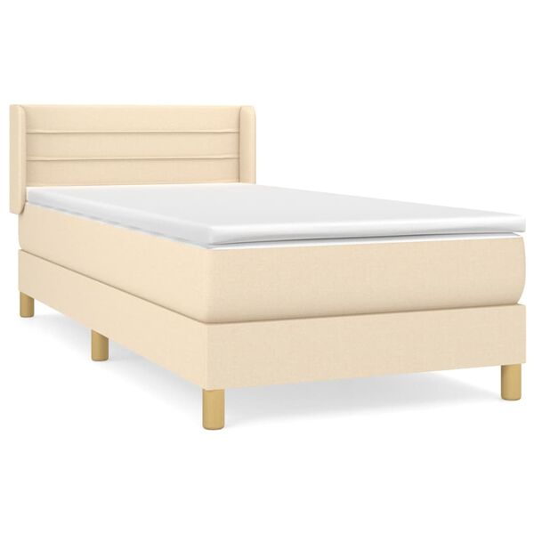 vidaXL Sommier &agrave; lattes de lit avec matelas Cr&egrave;me 80x200 cm Tissu