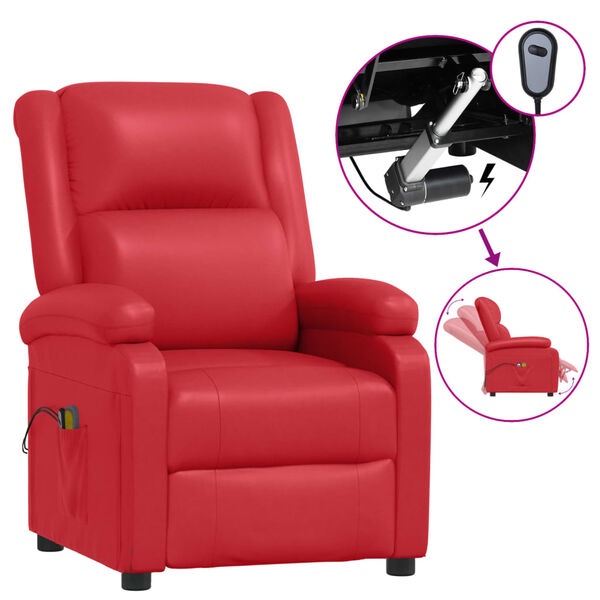 vidaXL Fauteuil de massage &eacute;lectrique Rouge Similicuir