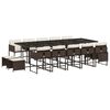 vidaXL Ensemble &agrave; manger de jardin avec coussins 15 pcs marron rotin