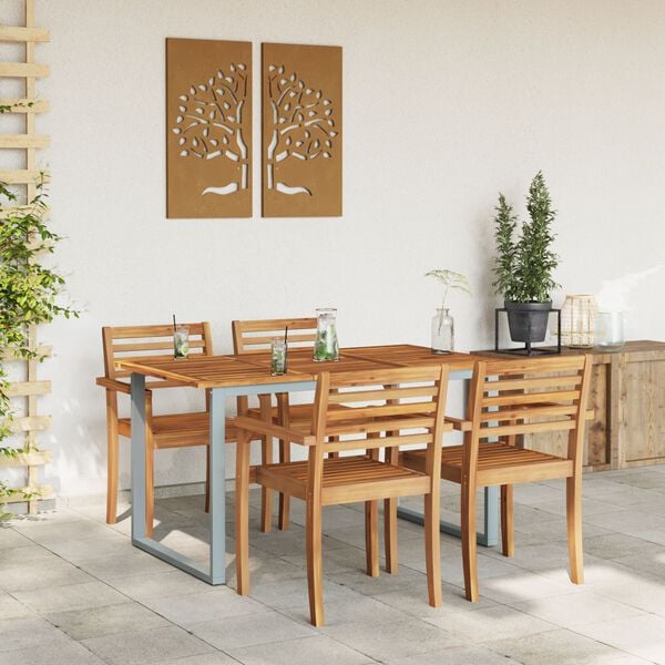 vidaXL Table de Jardin Gris 140 x 80 x 75 cm Bois d'Acacia Massif