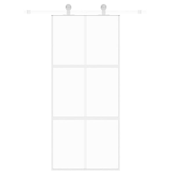 vidaXL Porte coulissante blanc 90x205 cm verre tremp&eacute; aluminium