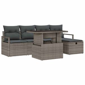 vidaXL Ensemble de canap&eacute; de jardin 6 pc Gris polyrotin