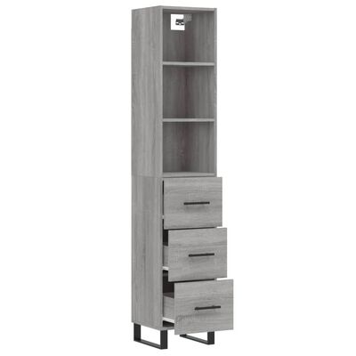 vidaXL Buffet haut Sonoma gris 34,5x34x180 cm Bois d'ingénierie