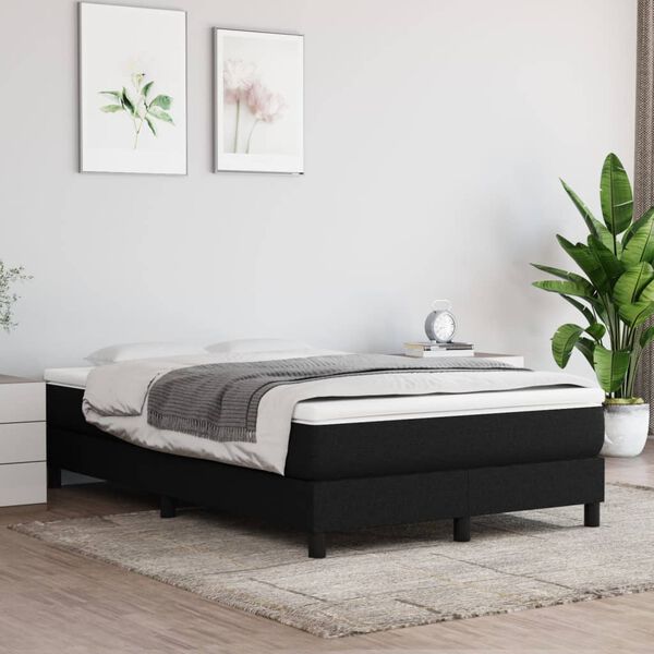 vidaXL Sommier &agrave; lattes de lit avec matelas noir 120x190 cm tissu