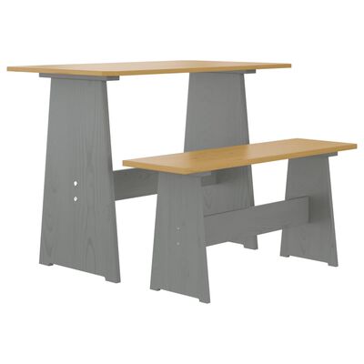 vidaXL Table à manger et banc REINE marron miel gris bois pin solide