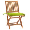 vidaXL Chaises de jardin lot de 2 avec coussins vert vif Bois de teck