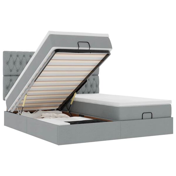VidaXL Cadre de lit ottoman et matelas gris clair 160x200cm tissu