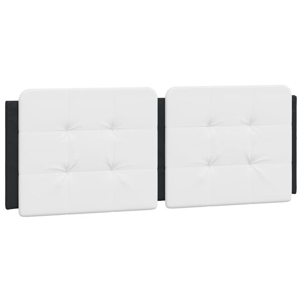 vidaXL Coussin de t&ecirc;te de lit Zadar blanc et noir 140 cm similicuir