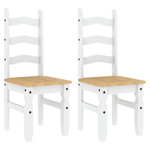 vidaXL Chaises &agrave; manger lot de 2 Corona blanc bois massif de pin