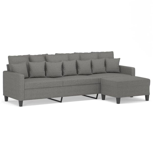 vidaXL Canap&eacute; &agrave; 3 places avec repose-pieds Gris fonc&eacute; 210 cm Tissu
