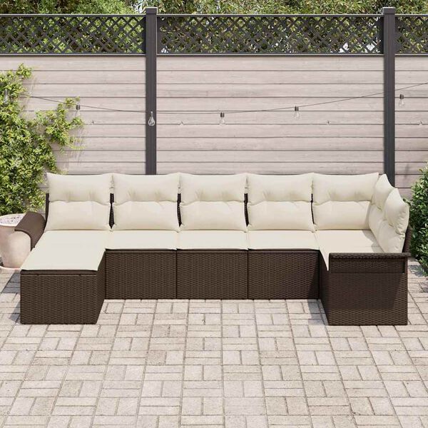 vidaXL Ensemble de canapé de jardin 7 pcs Marron polyrotin