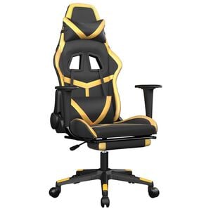 vidaXL Chaise de jeu avec repose-pied Noir et dor&eacute; Similicuir