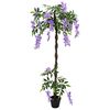 vidaXL Arbre &agrave; fleurs en haricot artificiel Pourpre 80 x 18 x 160 cm