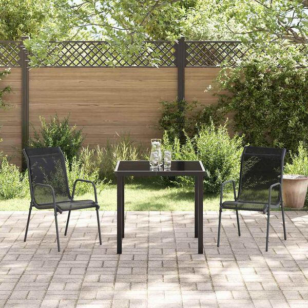 vidaXL Ensemble de salle &agrave; manger pour jardin 3 pcs Noir