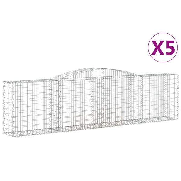 vidaXL Paniers &agrave; gabions arqu&eacute;s 5 pcs 400x50x100/120 cm Fer galvanis&eacute;