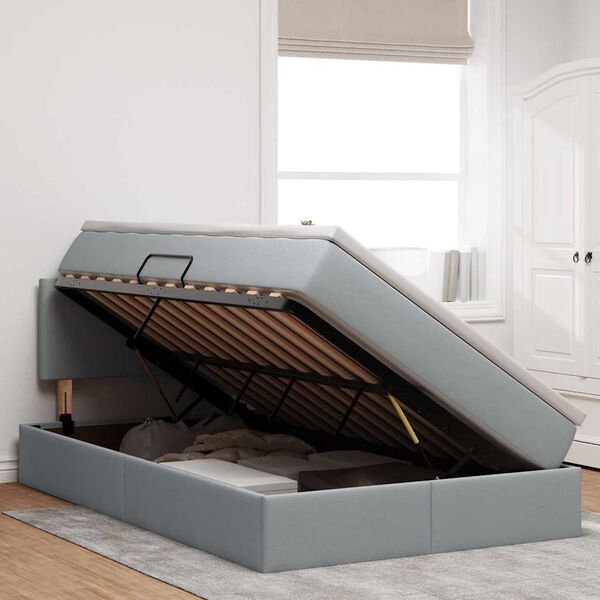 vidaXL Lit avec rangement et LED Gris clair 120 x 200 cm tissu