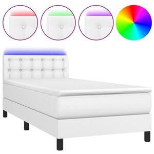 vidaXL Sommier &agrave; lattes de lit avec matelas et LED Blanc 90x190cm