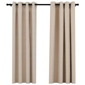 vidaXL Rideaux occultants aspect lin avec &oelig;illets 2pcs beige 140x175cm