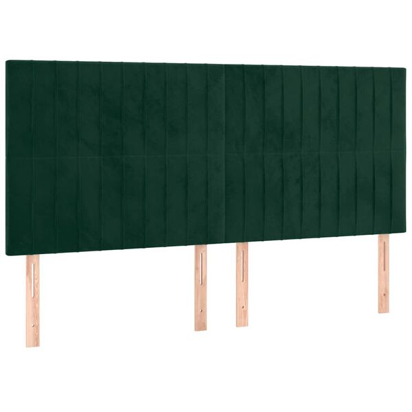 vidaXL T&ecirc;te de lit &agrave; LED Vert fonc&eacute; 160x5x118/128 cm Velours