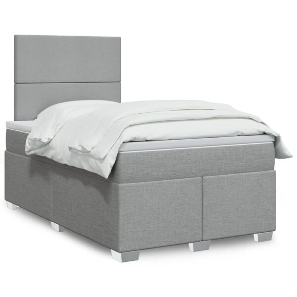 vidaXL Sommier &agrave; lattes de lit et matelas gris clair 120x190 cm tissu